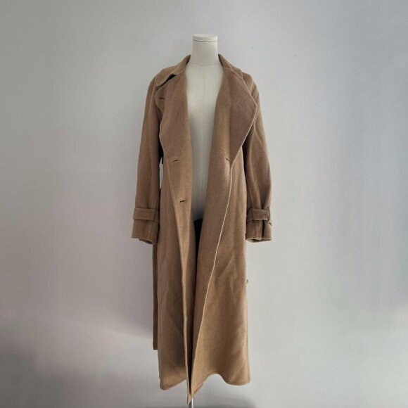 Vince Camel Wool Blend Double Breasted Trench Coat | Womens Size Small - Picture 2 of 8